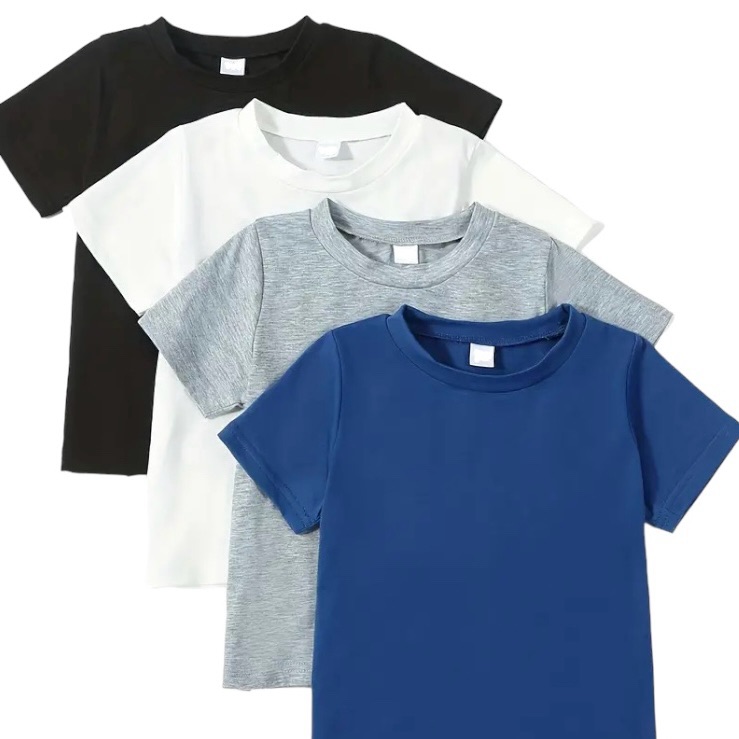 New Toddler No Logo Crewneck Short Sleeve Neutral Plain Tshirts 1-2y/90 (4 Pack)